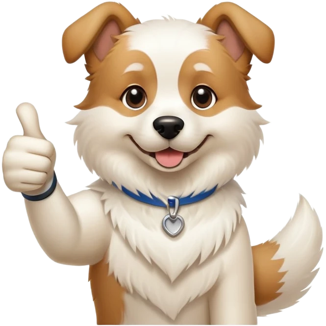Weisser Hund der daumen nach oben gibt emoji