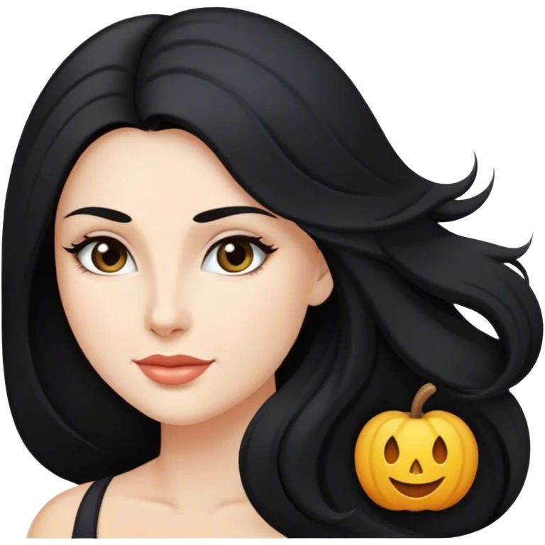 caucasian Beautiful Buxom black long hair back booty sfw emoji
