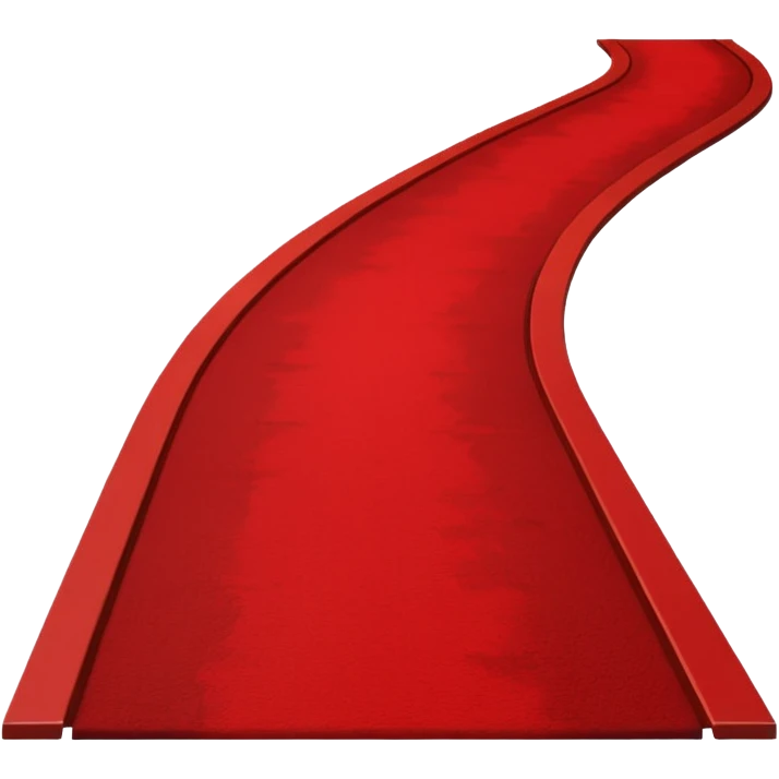 Minimalist emoji-style sticker of a blood-red carpet shaped like a thick trail or drop, flat vector design, no shadows. emoji