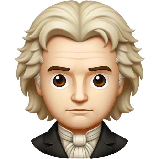 Cinematic Realistic Beethoven Pop Culture Emoji, featuring an evocative portrayal of the legendary composer rendered with delicate textures and emotive lighting. emoji