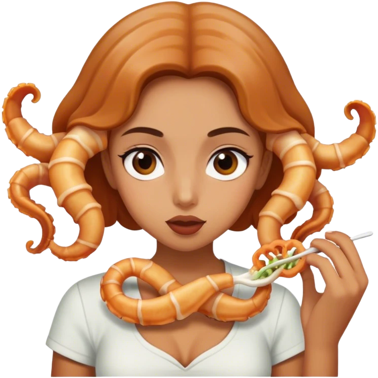 Make this girl eating calamari  emoji