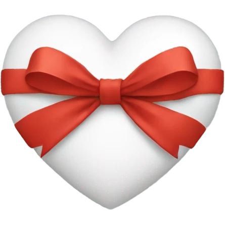 White heart with a big red bow wrapped around it  emoji
