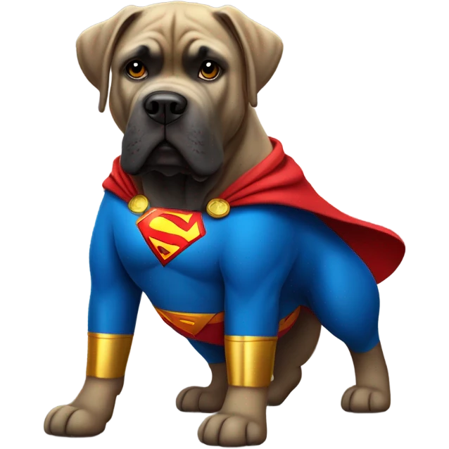  A Gold colored Cane Corso dressed as Superman. emoji
