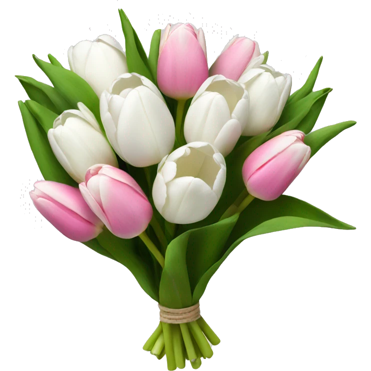 bouquet of fully white tulips and some fully pink tulips emoji