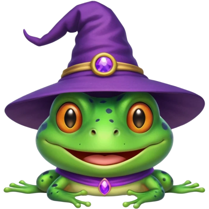 frog wear purple wicth hat emoji