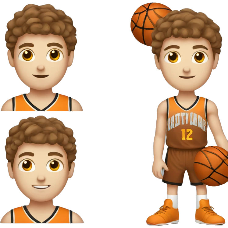 white boy with brown hair playing basketball emoji