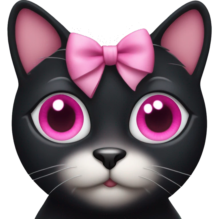 a black cat with a pink bow and pink hearts in her eyes emoji