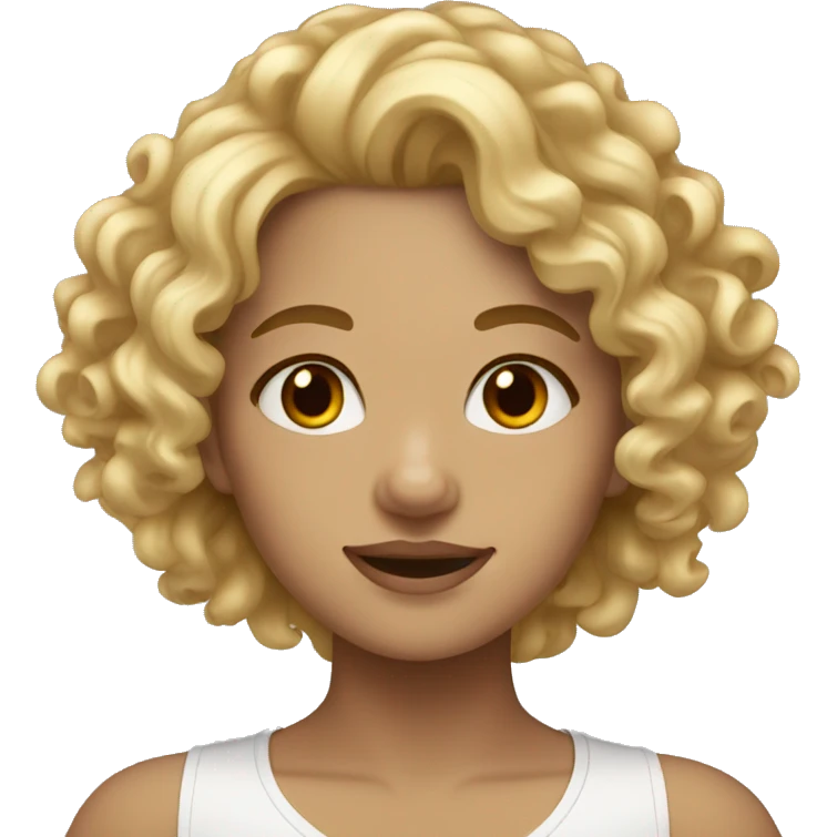 blonde curly hair girl brown eyes  emoji