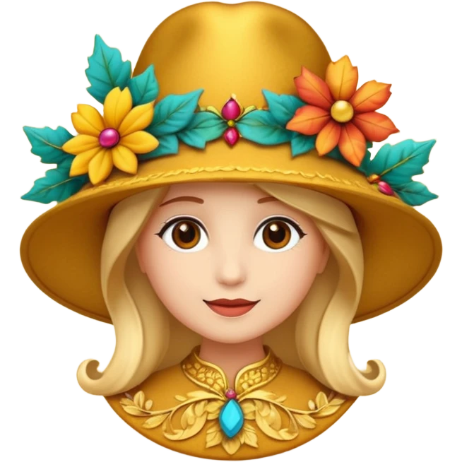 hat with autumn leaves and flowers, 3d emogis emoji