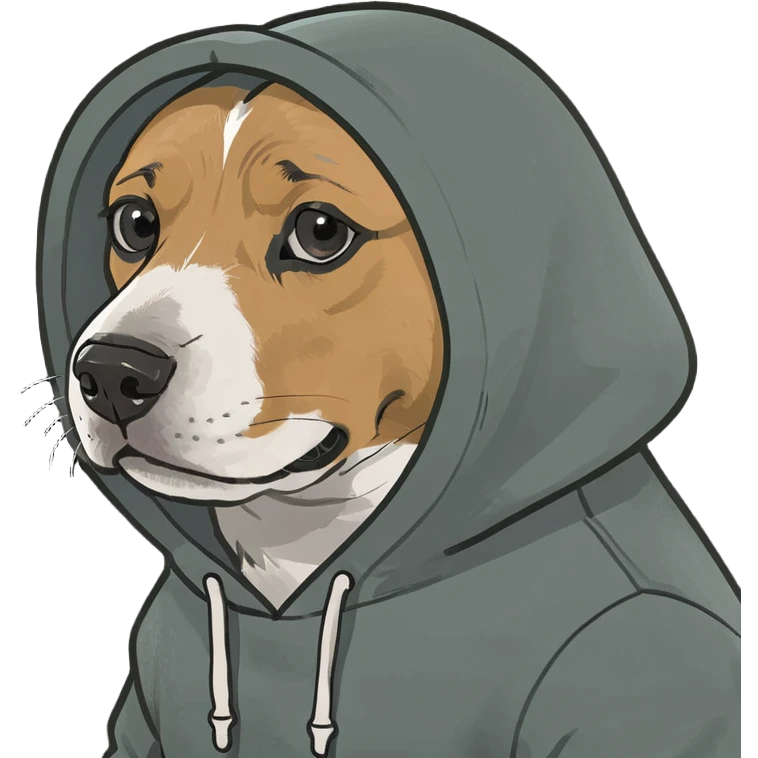 Dog wearing hoodie emoji