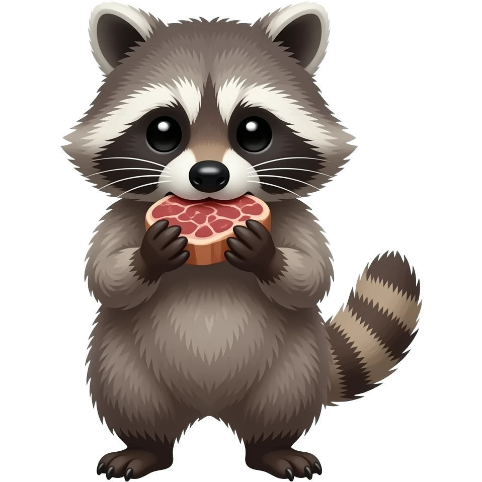 racoon eating steak emoji