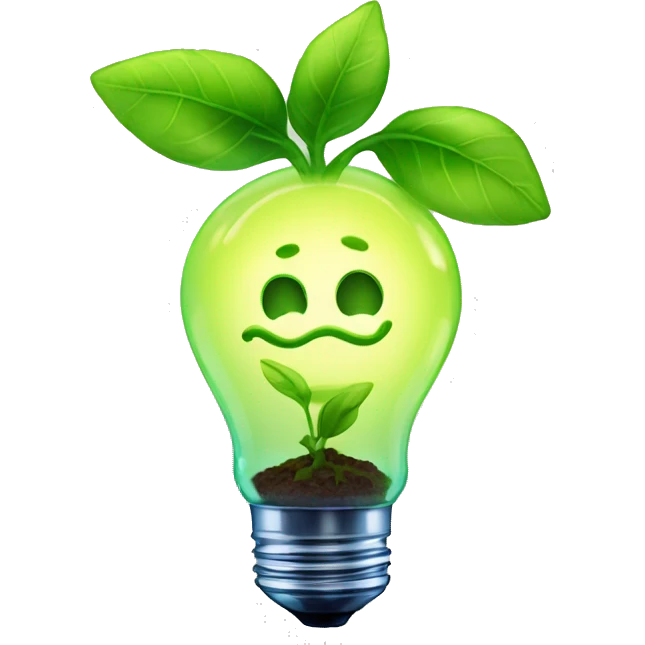 a plant sprout inside a glowing idea lightbulb emoji