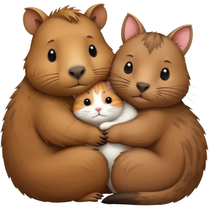 capybara and a cat cudding with each other emoji