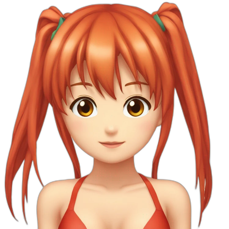 asuka langley nue, full-body, long-hair, teen, enfant, bikini emoji