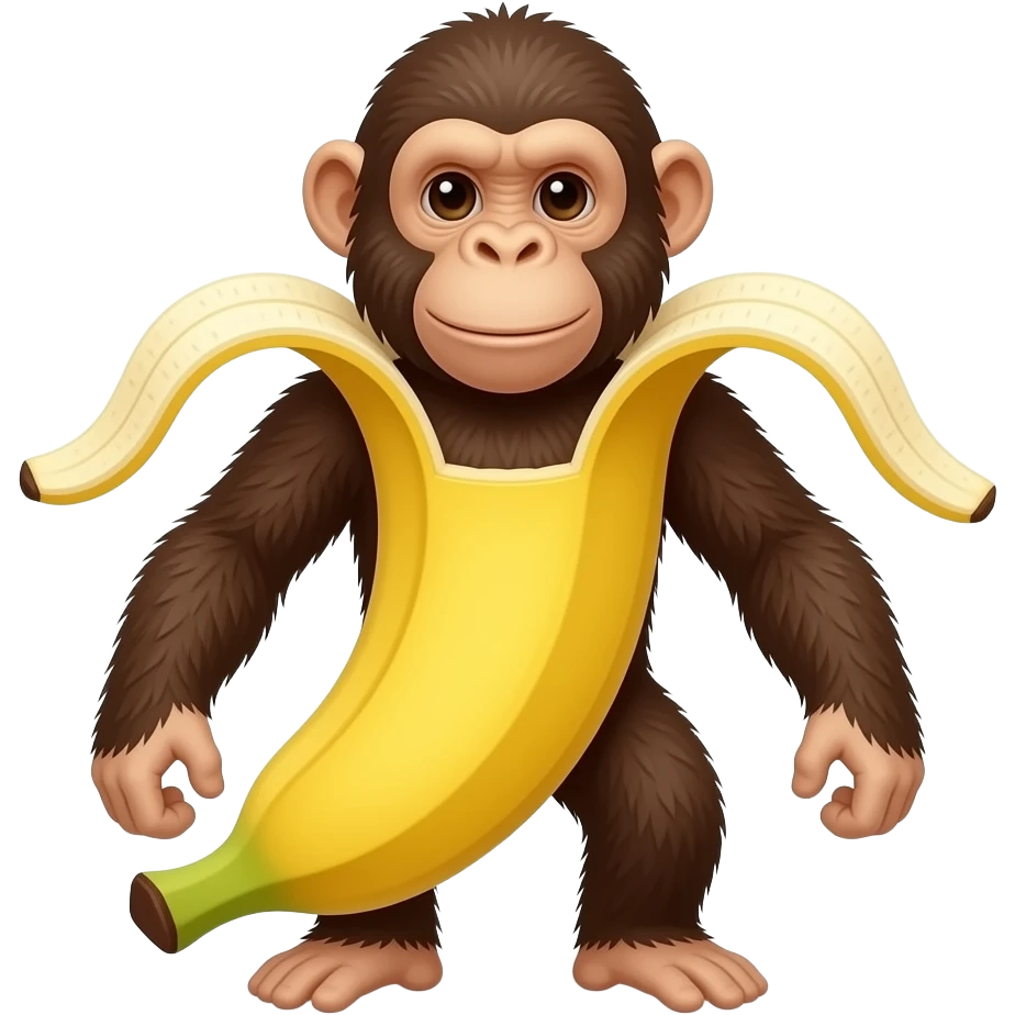 Make a shimpanzini have no arm only a banana body emoji