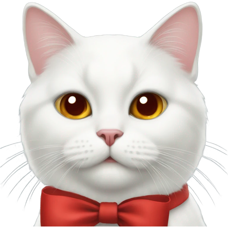 White cat with a red bow emoji