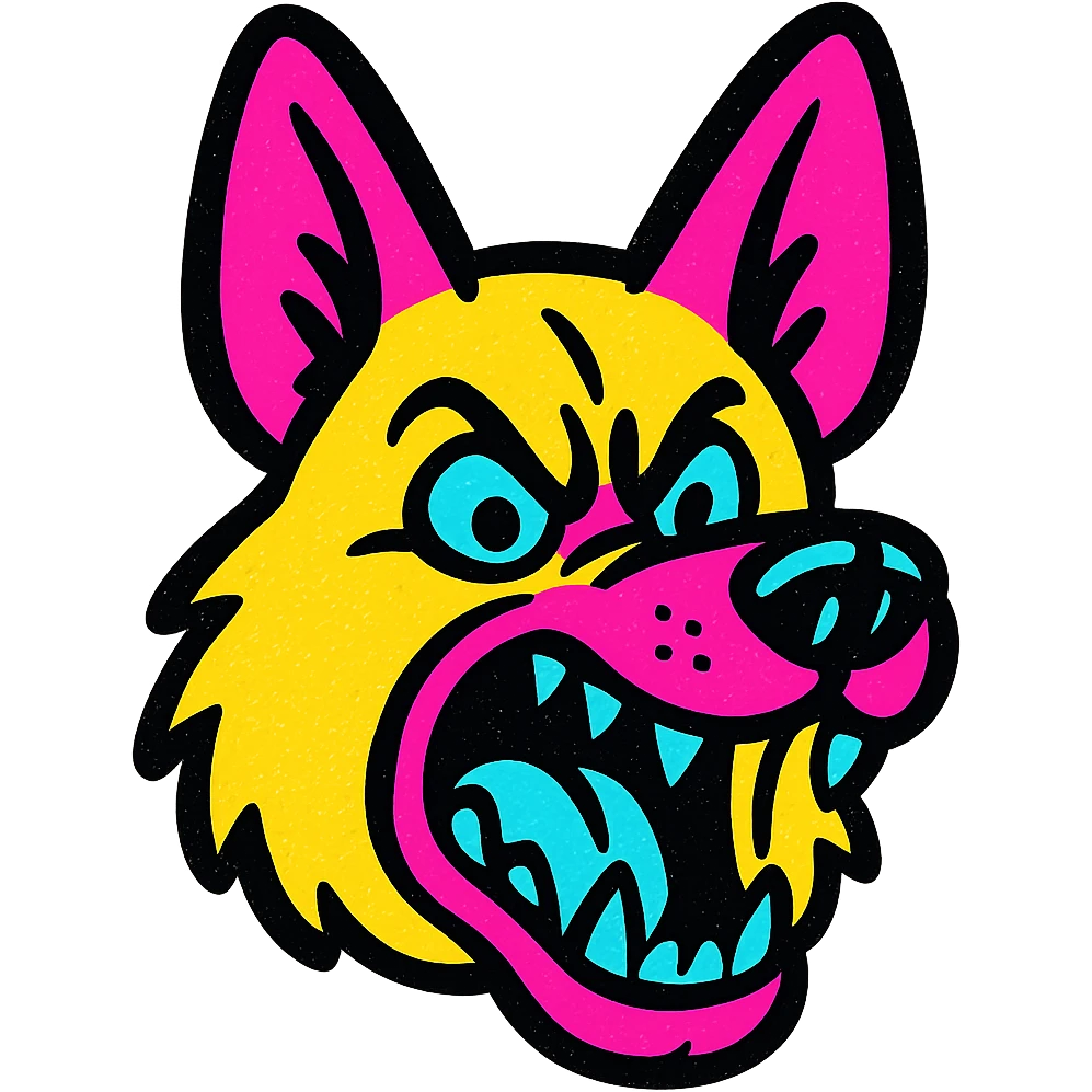 Angry German shepherd head with open mouth emoji