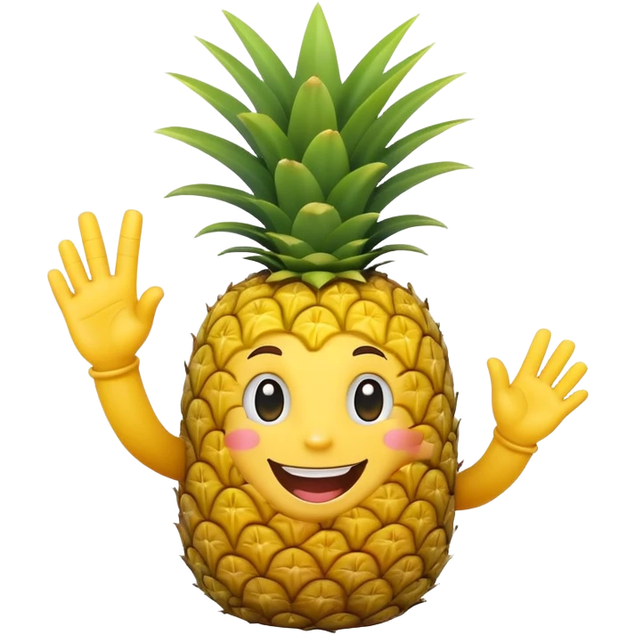 cartoon pineapple waving with one hand emoji