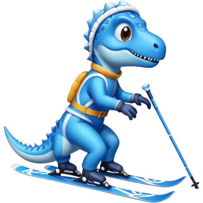 Dinozaur in the ice ski emoji