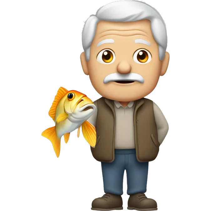 Old man with fish emoji