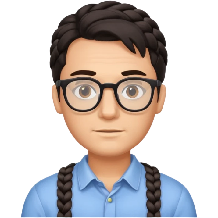 braided dark haired man with glasses emoji