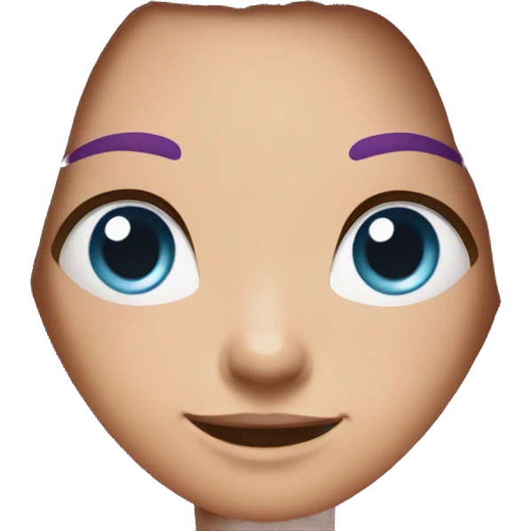 A person with purple hair with pink highlights, blue eyes and slightly sharp teeth is a human. The hair is medium long, not women's long, but long that reaches the ears. emoji