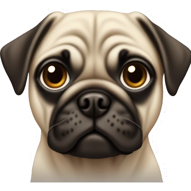 Tall slim pug with dark brown eyes sits  emoji