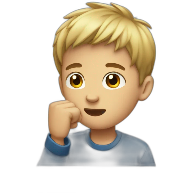 A boy keeping his fist over the ears emoji