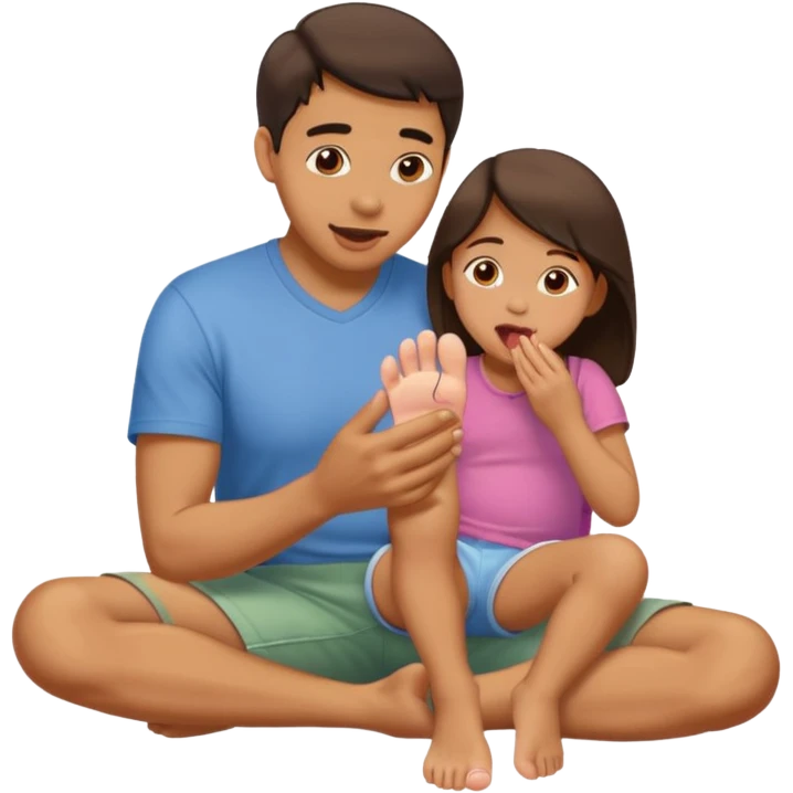 Kızını ayaklarını yalıyan bir erkek emoji