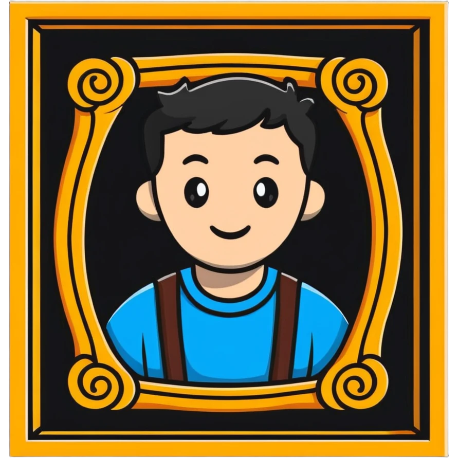 A man's photograph in a decorative picture frame emoji