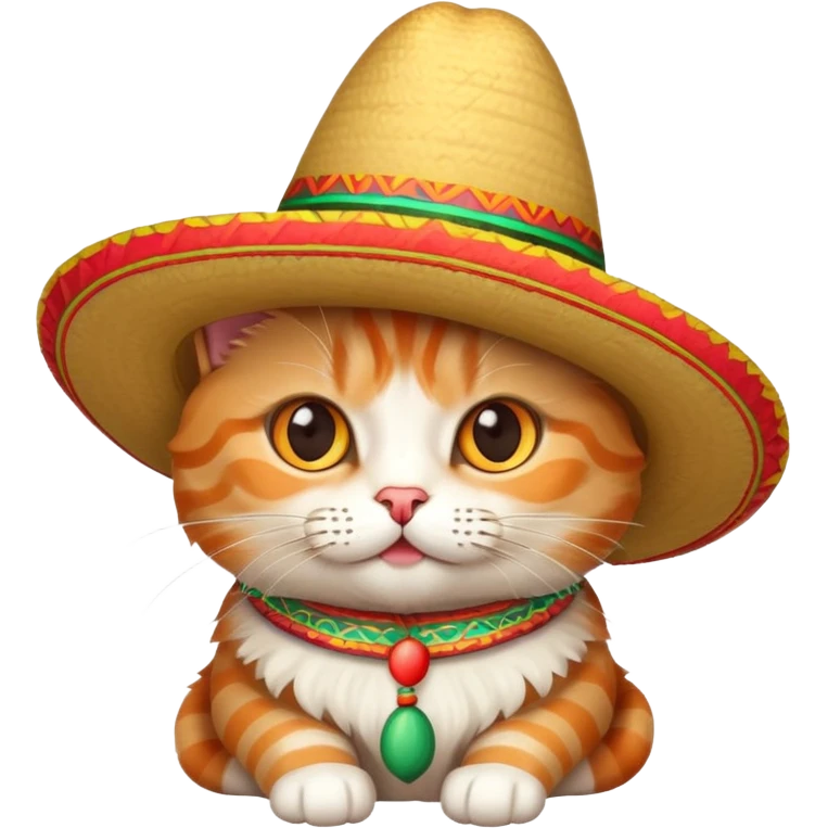 Cat wearing a Mexican sombrero emoji