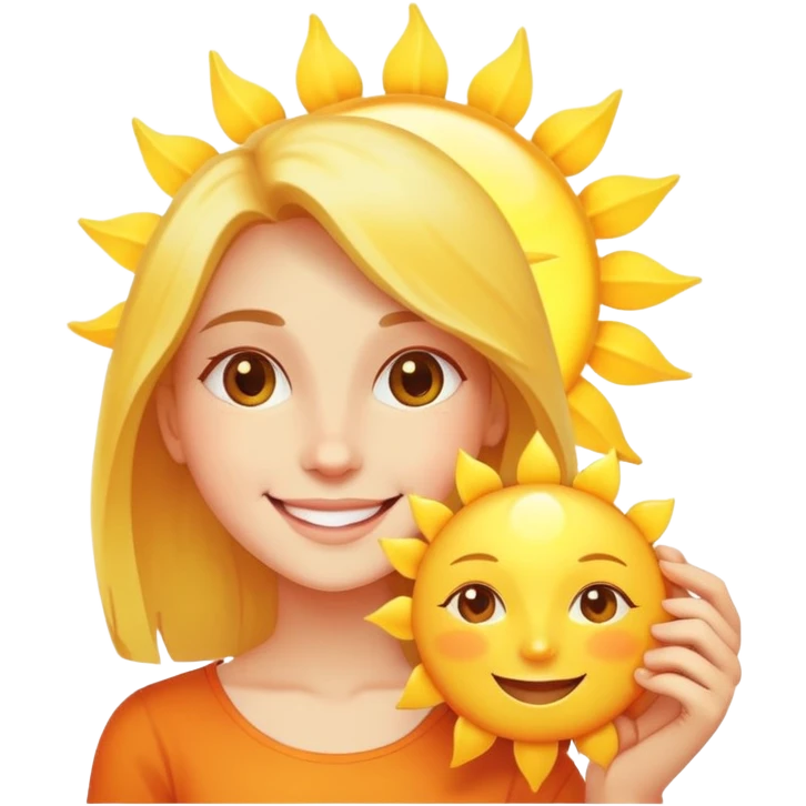 Smiling girl with a sun emoji