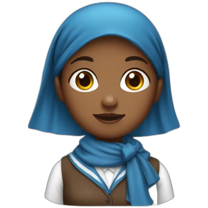 Brown schoolgirl with blue headscarf 10 emoji