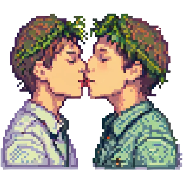 two men kissing each other on the cheek emoji
