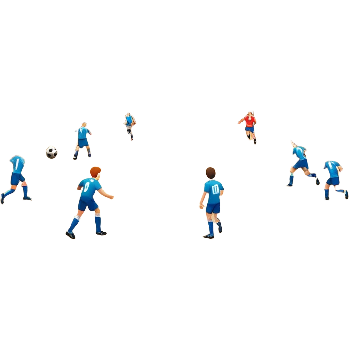 A mini-football match in an indoor sports hall with wooden flooring and clear field markings. The scene shows a vibrant game in action, with players positioned on the court, the goalposts visible, and the atmosphere filled with energy and focus. emoji