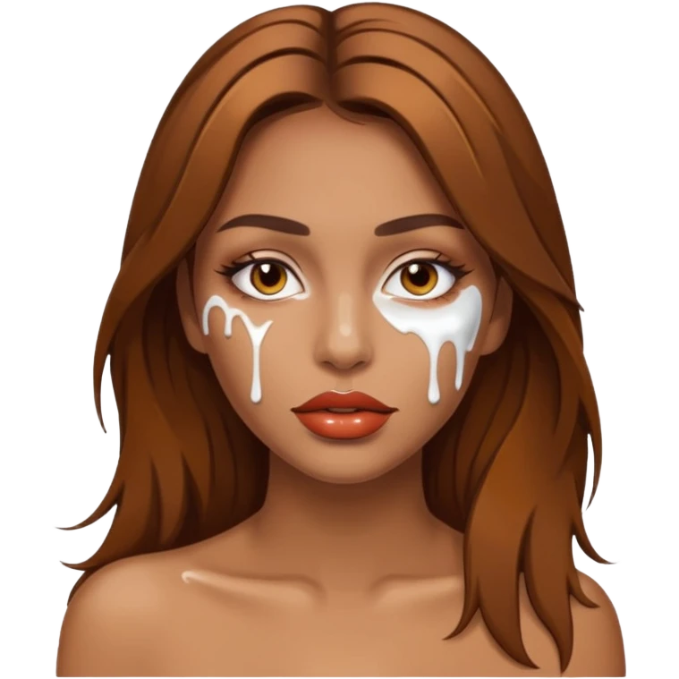 Brown Hair, Woman, white paint drip, face, hot, Sexy, lips emoji