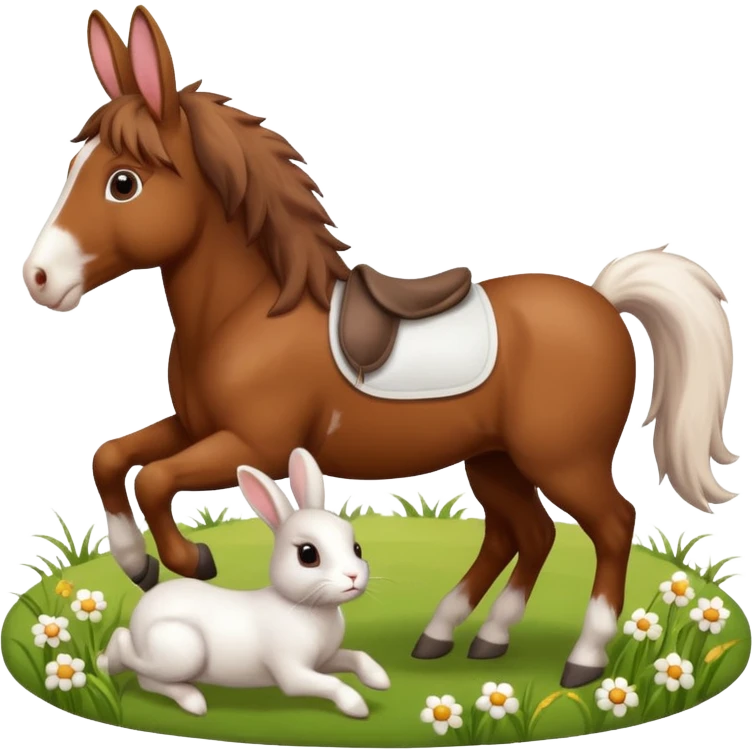 horse and a bunny playing emoji