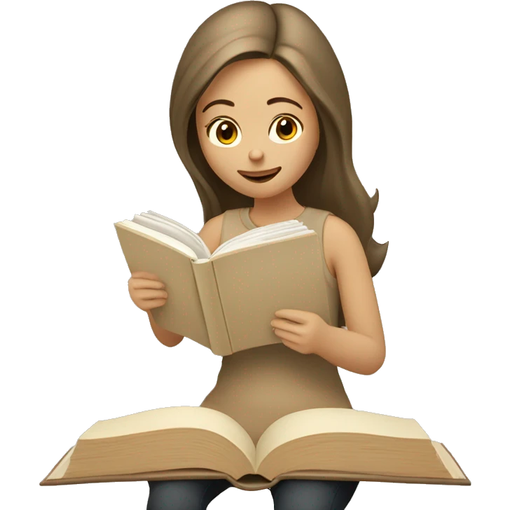 Girl reading a book. In beige tones  emoji