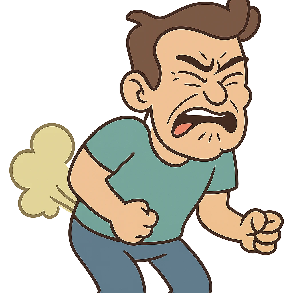 flat toon style farting face emoji