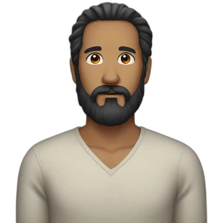 man with long black beard and no mustache emoji