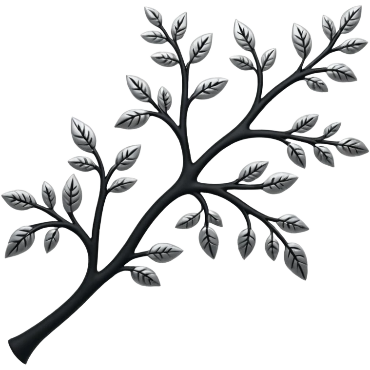 Black and silver filigree branch, 3D, extremely detailed design emoji