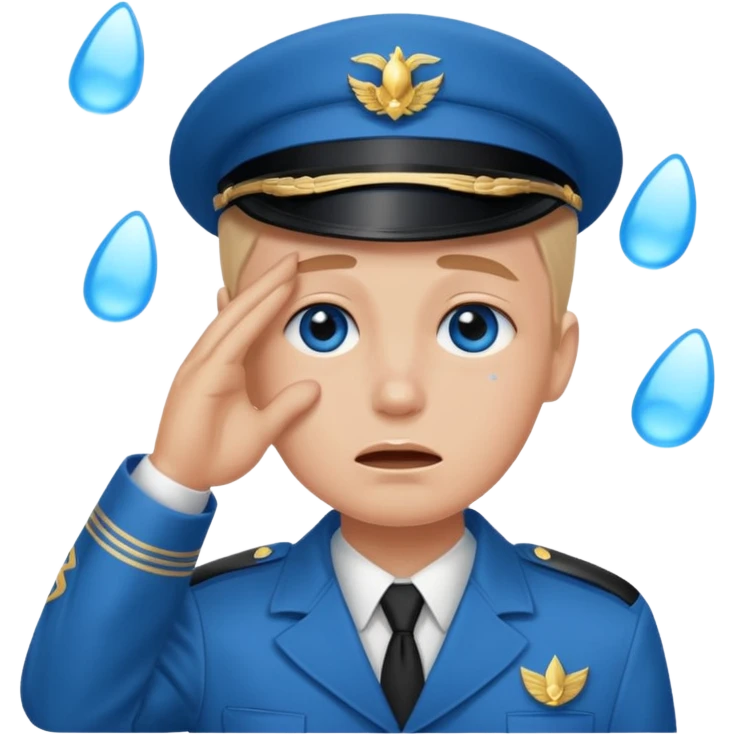 Chef saluting while crying blue eyes emoji