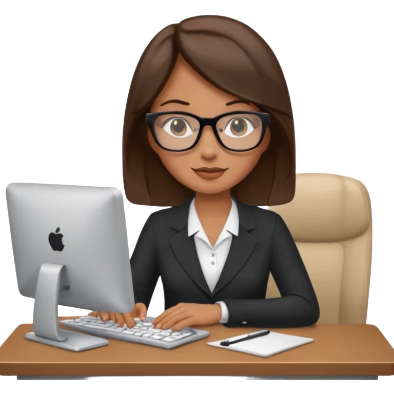 administrative assistant with brunette hair on computer emoji
