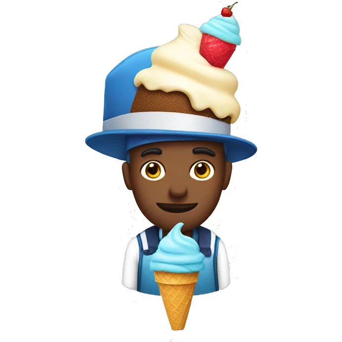 man with ice cream on a hat emoji