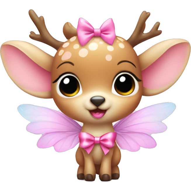 baby deer with fairy wings and a pink bow around its neck  emoji
