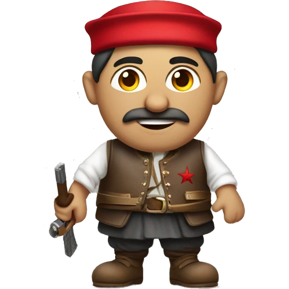 An emoji of a traditional Turkish 'efe' figure wearing a fez, dressed in a vest and baggy pants, often holding a weapon, symbolizing courage and heroism in Turkish culture emoji