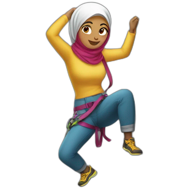 hijabi rock climbing emoji
