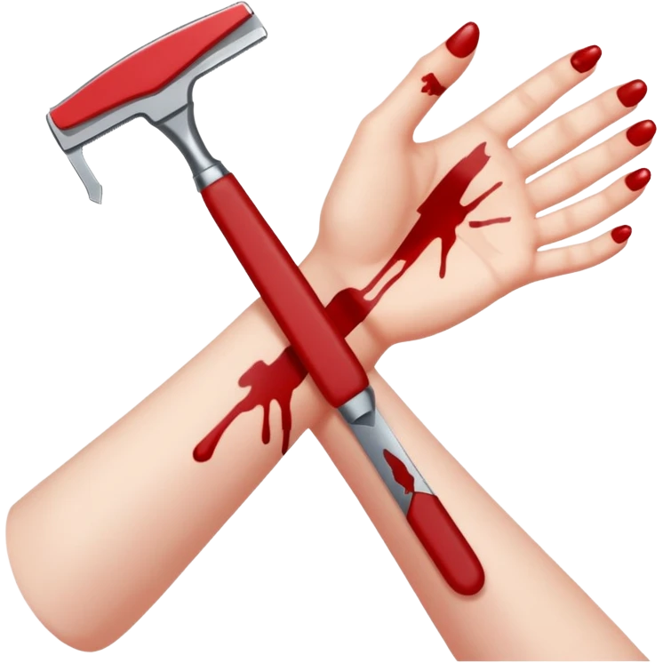 cutting wrist with razor blade emoji