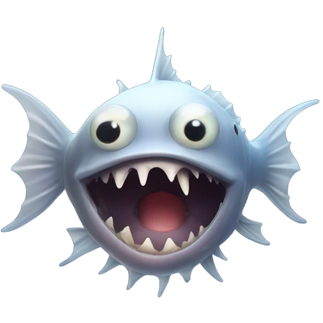 Anglerfish with glowing lure, sharp teeth, and big eyes. emoji