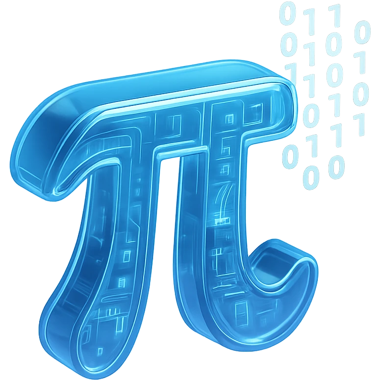  combine the π (pi) math symbol, binary code emerging from it. emoji